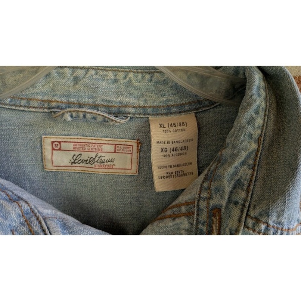 Levis Strauss Mens Jean Shirt XL 46 48 Signature Denim Western Cowboy Outdoors - Picture 3 of 6